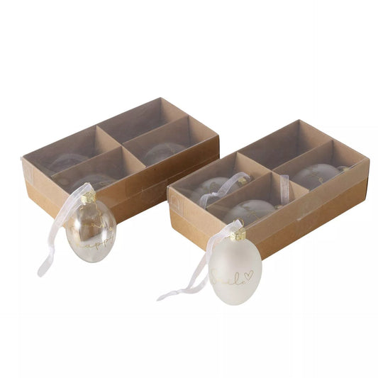 Boltze Home Glazen Paasei Hangers β Set van 4 | Goud β¨π₯