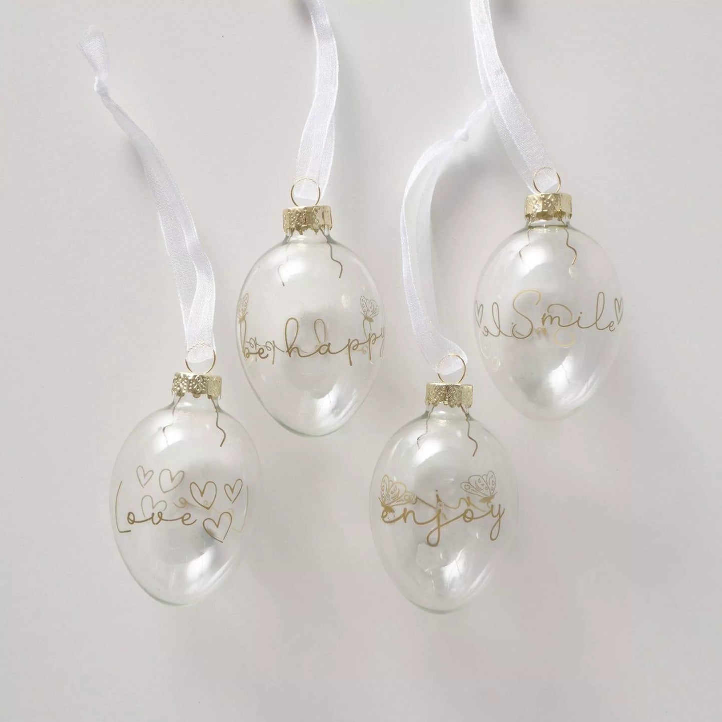 Boltze Home Glazen Paasei Hangers – Set van 4 | Goud ✨🥚