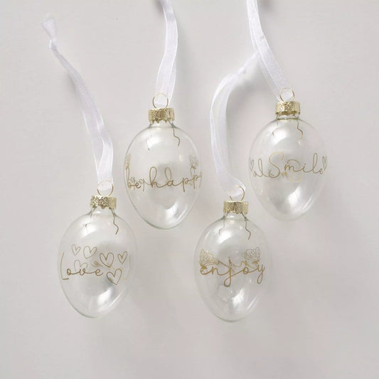 Boltze Home Glazen Paasei Hangers β Set van 4 | Goud β¨π₯