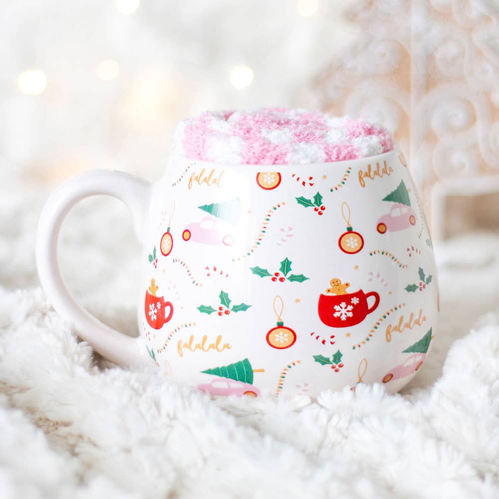 Sugarplum Leuke set met mok en sokken met kerstprint