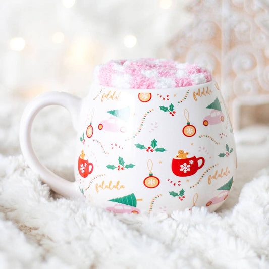 Sugarplum Leuke set met mok en sokken met kerstprint