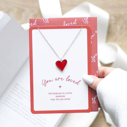 You Are Loved Heart Hanger Necklace Wenskaart