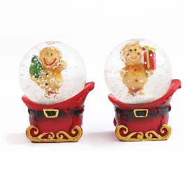 Gingerbread Man kerstbal sneeuwbol met waterbal van 7 cm