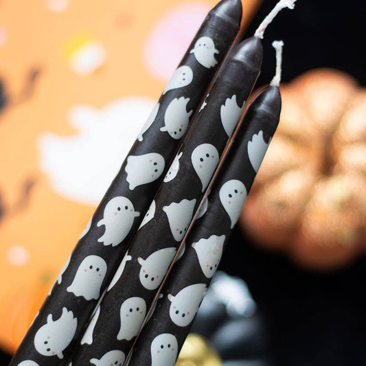 Set van 3 Halloween Geest Print Taper Kaarsen