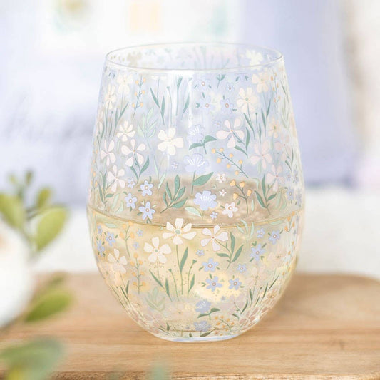 Steelloos glas met delicate lente bloemenprint 🌸