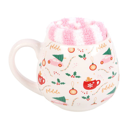 Sugarplum Leuke set met mok en sokken met kerstprint