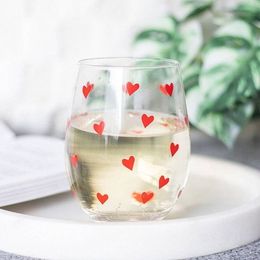 Steelloos glas met hartjesprint – Een vleugje liefde in elk drankje ❤️