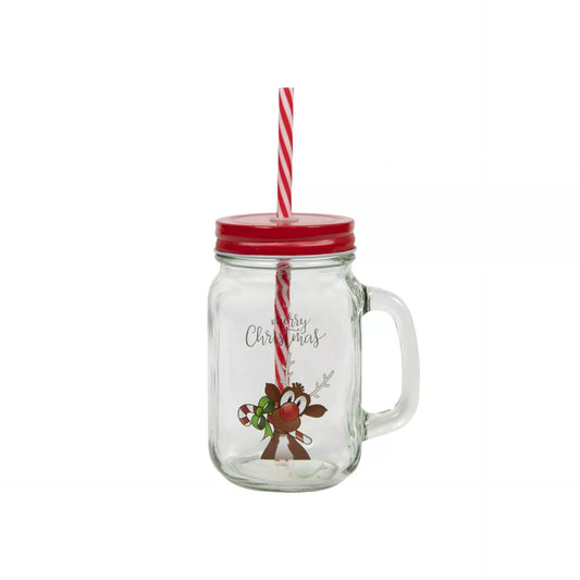 Drinkglas rendier met rietje