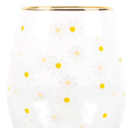 Volledig bedrukt wijn- of waterglas zonder steel met madeliefjesprint 🌼