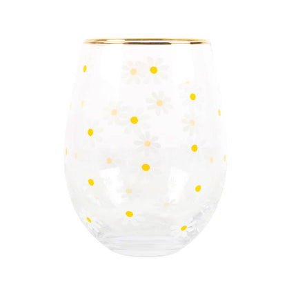 Volledig bedrukt wijn- of waterglas zonder steel met madeliefjesprint 🌼