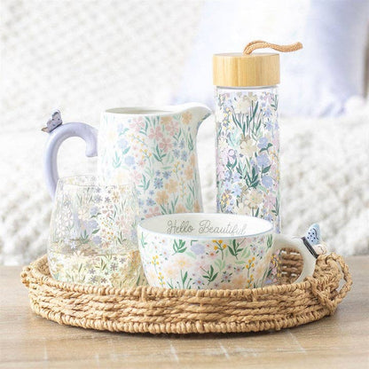 Steelloos glas met delicate lente bloemenprint 🌸