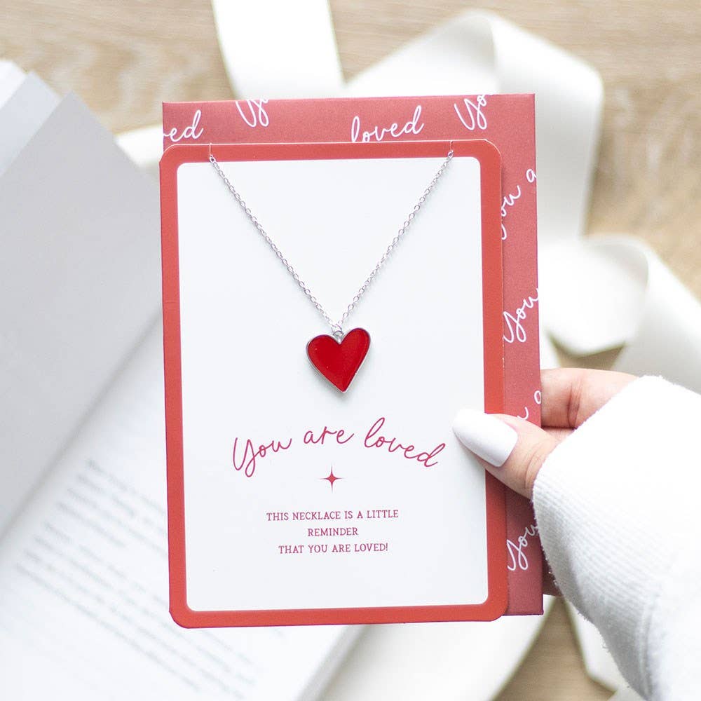 You Are Loved Heart Hanger Necklace Wenskaart