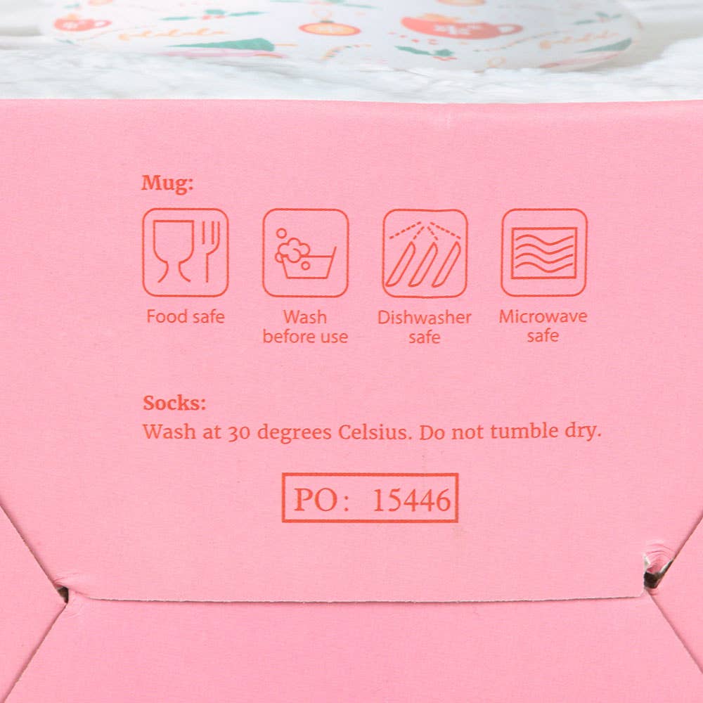 Sugarplum Leuke set met mok en sokken met kerstprint