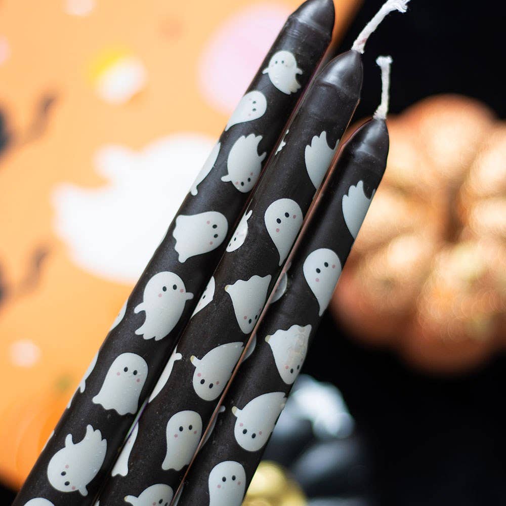 Set van 3 Halloween Geest Print Taper Kaarsen