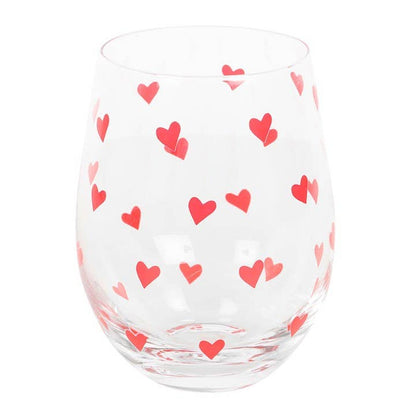Steelloos glas met hartjesprint – Een vleugje liefde in elk drankje ❤️